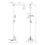 Lefroy Brooks Classic Bateria wannowa termostatyczna 2-otworowa ścienna z deszczownicą Ø 200 mm i zestawem prysznicowym Chrom WMBL8825CP
