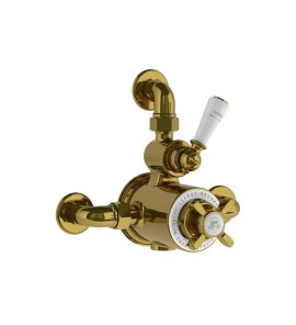 Lefroy Brooks Classic Bateria termostatyczna natryskowa z zaworem ciśnieniowym na jednodrożna Antique Gold GD8725AG