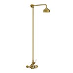 Lefroy Brooks Classic Bateria natryskowa termostatyczna ścienna z deszczownicą Ø 129 mm i zestawem prysznicowym Antique Gold GD8701AG