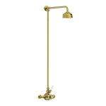 Lefroy Brooks Classic Bateria natryskowa termostatyczna ścienna z deszczownicą Ø 129 mm Polished Brass GD8701PB