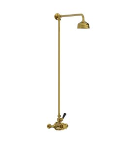 Lefroy Brooks Classic Bateria natryskowa termostatyczna ścienna z deszczownicą Ø 129 mm Antique Gold BL8701AG