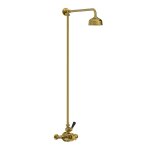 Lefroy Brooks Classic Bateria natryskowa termostatyczna ścienna z deszczownicą Ø 129 mm Antique Gold BL8701AG