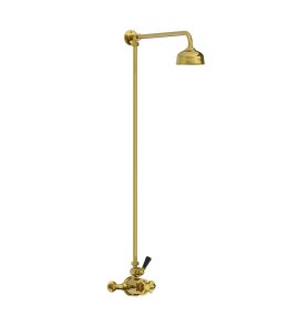 Lefroy Brooks Classic Bateria natryskowa termostatyczna ścienna z deszczownicą Ø 129 mm Polished Brass BL8701PB