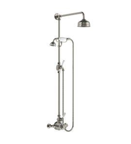 Lefroy Brooks Classic Bateria natryskowa termostatyczna ścienna z deszczownicą Ø 129 mm i zestawem prysznicowym Silver Nickel GD8703NK