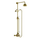 Lefroy Brooks Classic Bateria natryskowa termostatyczna ścienna z deszczownicą Ø 129 mm i zestawem prysznicowym Polished Brass GD8703PB