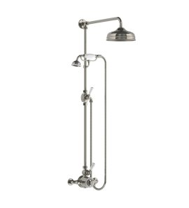 Lefroy Brooks Classic Bateria natryskowa termostatyczna ścienna z deszczownicą Ø 200 mm i zestawem prysznicowym Silver Nickel GD8704NK