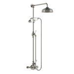 Lefroy Brooks Classic Bateria natryskowa termostatyczna ścienna z deszczownicą Ø 200 mm i zestawem prysznicowym Silver Nickel GD8704NK