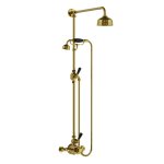 Lefroy Brooks Classic Bateria natryskowa termostatyczna ścienna z deszczownicą Ø 129 mm i zestawem prysznicowym Polished Brass BL8703PB