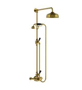 Lefroy Brooks Classic Bateria natryskowa termostatyczna ścienna z deszczownicą Ø 200 mm i zestawem prysznicowym Polished Brass BL8704PB