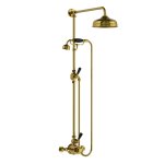 Lefroy Brooks Classic Bateria natryskowa termostatyczna ścienna z deszczownicą Ø 200 mm i zestawem prysznicowym Polished Brass BL8704PB