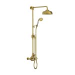 Lefroy Brooks Classic Bateria natryskowa termostatyczna ścienna z deszczownicą Ø 200 mm i zestawem prysznicowym Polished Brass GD8744PB