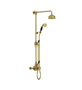 Lefroy Brooks Classic Bateria natryskowa termostatyczna ścienna z deszczownicą Ø 129 mm i zestawem prysznicowym Polished Brass BL8743PB