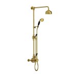 Lefroy Brooks Classic Bateria natryskowa termostatyczna ścienna z deszczownicą Ø 129 mm i zestawem prysznicowym Polished Brass BL8743PB