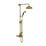 Lefroy Brooks Classic Bateria natryskowa termostatyczna ścienna z deszczownicą Ø 200 mm i zestawem prysznicowym Antique Gold BL8744AG