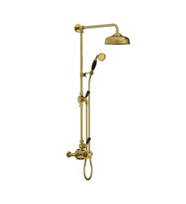 Lefroy Brooks Classic Bateria natryskowa termostatyczna ścienna z deszczownicą Ø 200 mm i zestawem prysznicowym Polished Brass BL8744PB