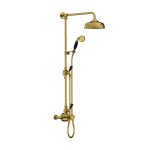 Lefroy Brooks Classic Bateria natryskowa termostatyczna ścienna z deszczownicą Ø 200 mm i zestawem prysznicowym Polished Brass BL8744PB