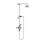 Lefroy Brooks Classic Bateria natryskowa termostatyczna ścienna z deszczownicą Ø 129 mm i zestawem prysznicowym Chrom BL8741CP