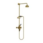 Lefroy Brooks Classic Bateria natryskowa termostatyczna ścienna z deszczownicą Ø 129 mm i zestawem prysznicowym Antique Gold BL8741AG
