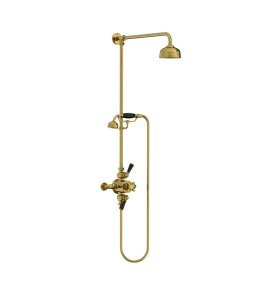 Lefroy Brooks Classic Bateria natryskowa termostatyczna ścienna z deszczownicą Ø 129 mm i zestawem prysznicowym Polished Brass BL8741PB