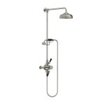 Lefroy Brooks Classic Bateria natryskowa termostatyczna ścienna z deszczownicą Ø 200 mm i zestawem prysznicowym Silver Nickel BL8742NK