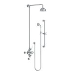 Lefroy Brooks Classic Bateria natryskowa termostatyczna ścienna 2-drożna z deszczownicą Ø 129 mm i zestawem prysznicowym na drążku Chrom GD8748CP