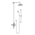 Lefroy Brooks Classic Bateria natryskowa termostatyczna ścienna 2-drożna z deszczownicą Ø 200 mm i zestawem prysznicowym na drążku Chrom GD8749CP