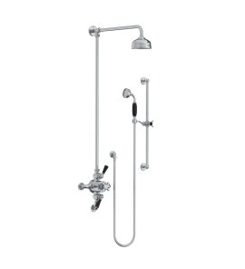 Lefroy Brooks Classic Bateria natryskowa termostatyczna ścienna 2-drożna z deszczownicą Ø 129 mm i zestawem prysznicowym na drążku Chrom BL8748CP