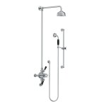 Lefroy Brooks Classic Bateria natryskowa termostatyczna ścienna 2-drożna z deszczownicą Ø 129 mm i zestawem prysznicowym na drążku Chrom BL8748CP
