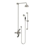 Lefroy Brooks Classic Bateria natryskowa termostatyczna ścienna 2-drożna z deszczownicą Ø 129 mm i zestawem prysznicowym na drążku Silver Nickel BL8748NK