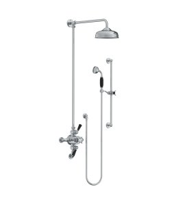 Lefroy Brooks Classic Bateria natryskowa termostatyczna ścienna 2-drożna z deszczownicą Ø 200 mm i zestawem prysznicowym na drążku Chrom BL8749CP