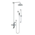 Lefroy Brooks Classic Bateria natryskowa termostatyczna ścienna 2-drożna z deszczownicą Ø 200 mm i zestawem prysznicowym na drążku Chrom BL8749CP