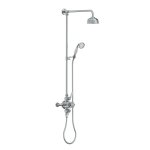 Lefroy Brooks Classic Bateria natryskowa termostatyczna ścienna 2-drożna z deszczownicą Ø 129 mm i zestawem prysznicowym po kolumnie Chrom GD8753CP