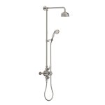Lefroy Brooks Classic Bateria natryskowa termostatyczna ścienna 2-drożna z deszczownicą Ø 129 mm i zestawem prysznicowym po kolumnie Silver Nickel GD8753NK
