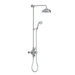 Lefroy Brooks Classic Bateria natryskowa termostatyczna ścienna 2-drożna z deszczownicą Ø 200 mm i zestawem prysznicowym po kolumnie Chrom GD8754CP