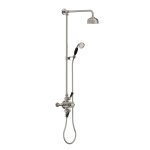 Lefroy Brooks Classic Bateria natryskowa termostatyczna ścienna 2-drożna z deszczownicą Ø 129 mm i zestawem prysznicowym po kolumnie Silver Nickel BL8753NK