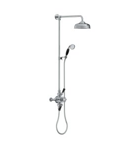 Lefroy Brooks Classic Bateria natryskowa termostatyczna ścienna 2-drożna z deszczownicą Ø 200 mm i zestawem prysznicowym po kolumnie Chrom BL8754CP