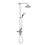 Lefroy Brooks Classic Bateria natryskowa termostatyczna ścienna 2-drożna z deszczownicą Ø 200 mm i zestawem prysznicowym po kolumnie Chrom BL8754CP