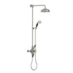 Lefroy Brooks Classic Bateria natryskowa termostatyczna ścienna 2-drożna z deszczownicą Ø 200 mm i zestawem prysznicowym po kolumnie Silver Nickel BL8754NK