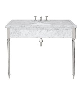 Lefroy Brooks Classic Umywalka z konsola z białego marmuru Silver Nickel LB6334WH-NK