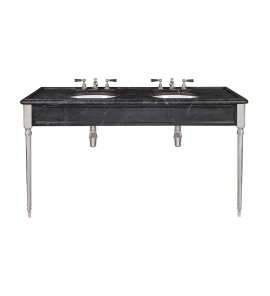 Lefroy Brooks Classic Podwójna konsola z czarnego marmuru z dwoma umywalkami Chrom LB6434BK-CP