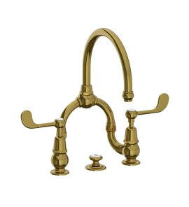 Lefroy Brooks La Chapelle Bateria umywalkowa 2-otworowa z korkiem automatycznym Antique Gold FL9000AG