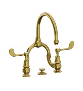 Lefroy Brooks La Chapelle Bateria umywalkowa 2-otworowa z korkiem automatycznym Polished Brass FL9000PB