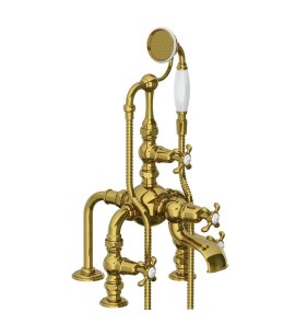 Lefroy Brooks La Chapelle Bateria wannowa 3-otworowa z zestawem prysznicowym Polished Brass FH1140PB
