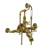 Lefroy Brooks La Chapelle Bateria wannowa ścienna z zestawem prysznicowym Antique Gold FH1146AG