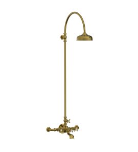 Lefroy Brooks La Chapelle Bateria wannowo-natryskowa ścienna z deszczownicą Ø 200 mm Antique Gold FH1156AG