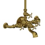Lefroy Brooks La Chapelle Bateria wannowo-natryskowa ścienna z deszczownicą Ø 200 mm Antique Gold FH1156AG