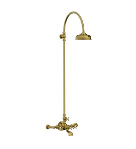  Lefroy Brooks La Chapelle Bateria wannowo-natryskowa ścienna z deszczownicą Ø 200 mm Polished Brass FH1156PB
