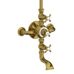 Lefroy Brooks La Chapelle Bateria wannowo-natryskowa termostatyczna ścienna z deszczownicą Ø 200 mm Antique Gold FR8630AG