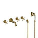 Lefroy Brooks La Chapelle Bateria wannowo-natryskowa podtynkowa 5-otworowa z zestawem prysznicowym Antique Gold FH1247AG