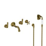 Lefroy Brooks La Chapelle Bateria wannowo-natryskowa podtynkowa 5-otworowa z zestawem prysznicowym Antique Gold FM1247AG
